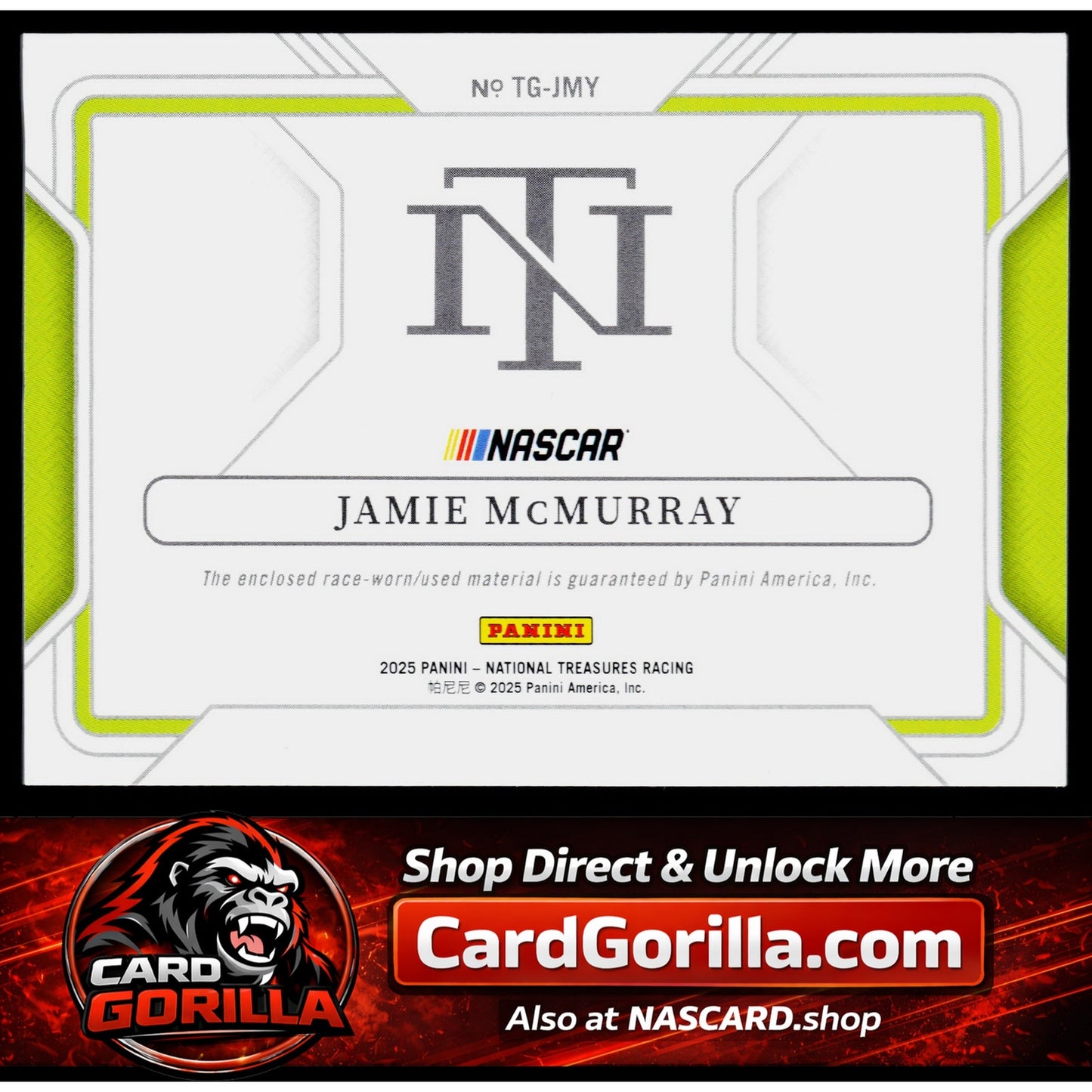 2025 Panini National Treasures #TG-JMY Jamie McMurray Track Gear Blue #/75