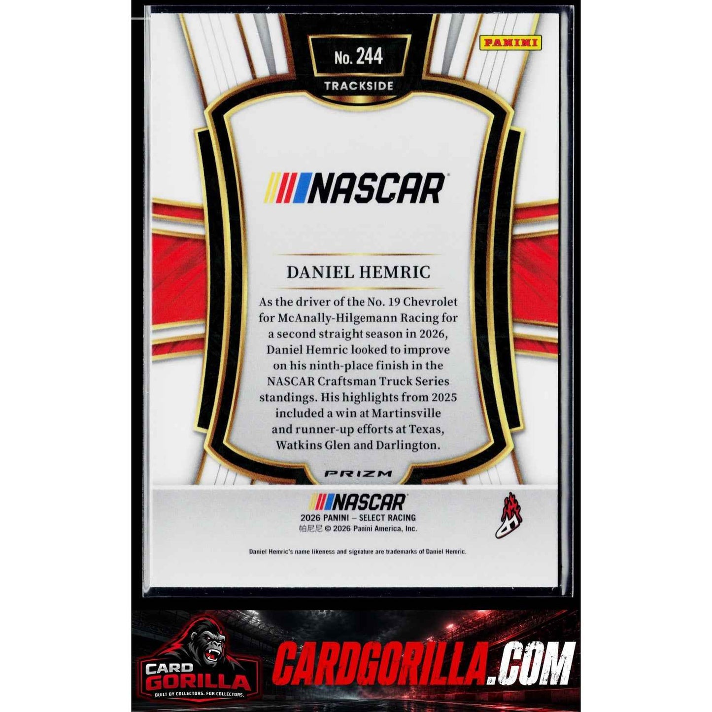 2026 Panini Select #244 Daniel Hemric Zebra Prizms