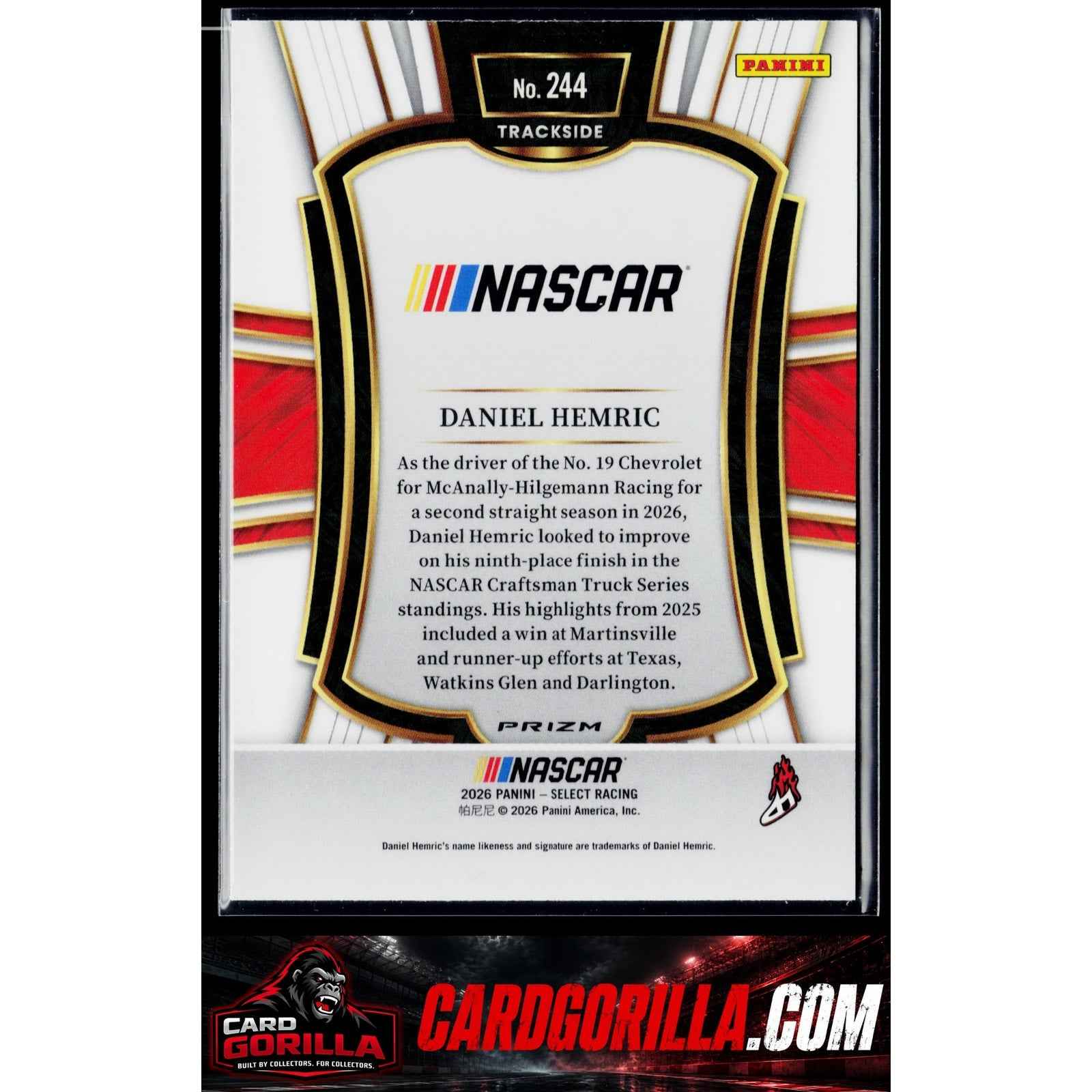 2026 Panini Select #244 Daniel Hemric Zebra Prizms