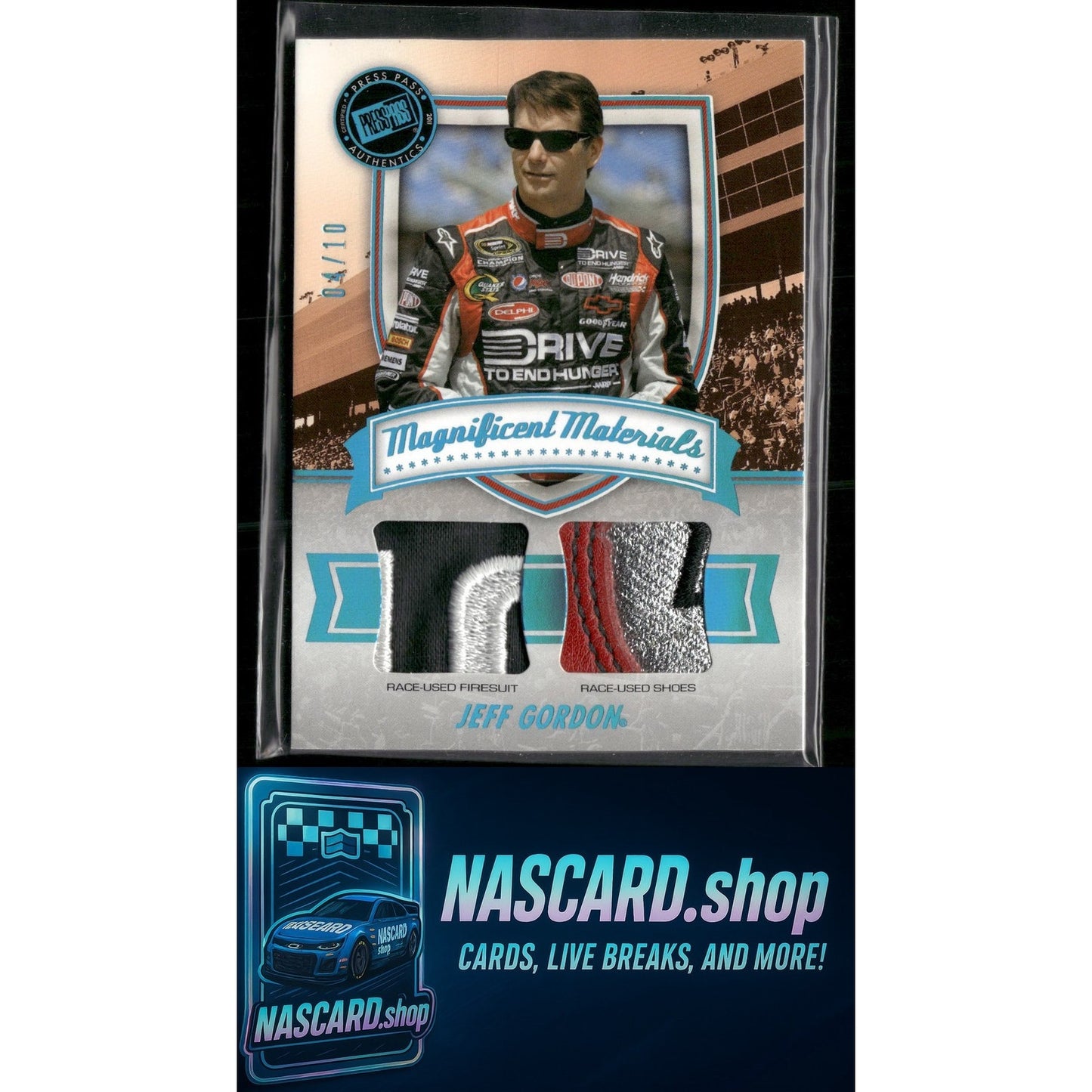 2011 Press Pass Jeff Gordon Magnificent Materials Dual Blue Holofoil #/10 - NASCARD.shop