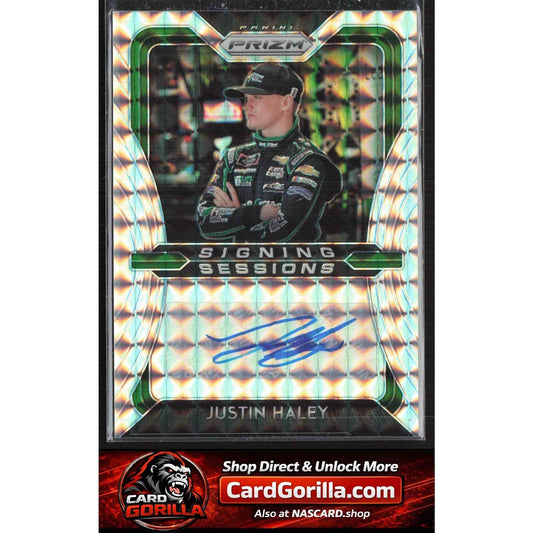 2020 Panini Prizm #SS-JH Justin Haley Signing Sessions Silver Mosaic #/99