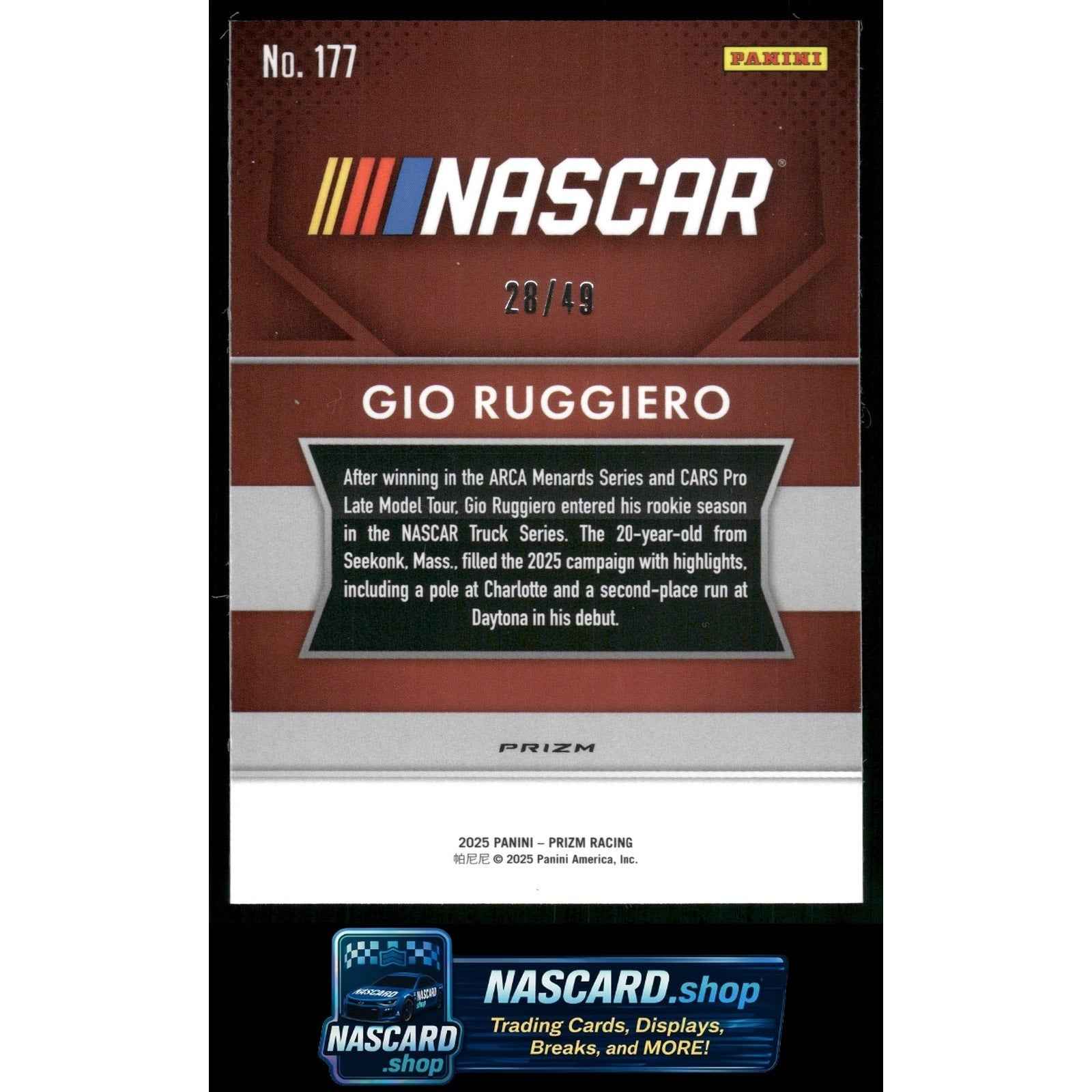 2025 Panini Prizm #177 Gio Ruggiero Carolina Blue