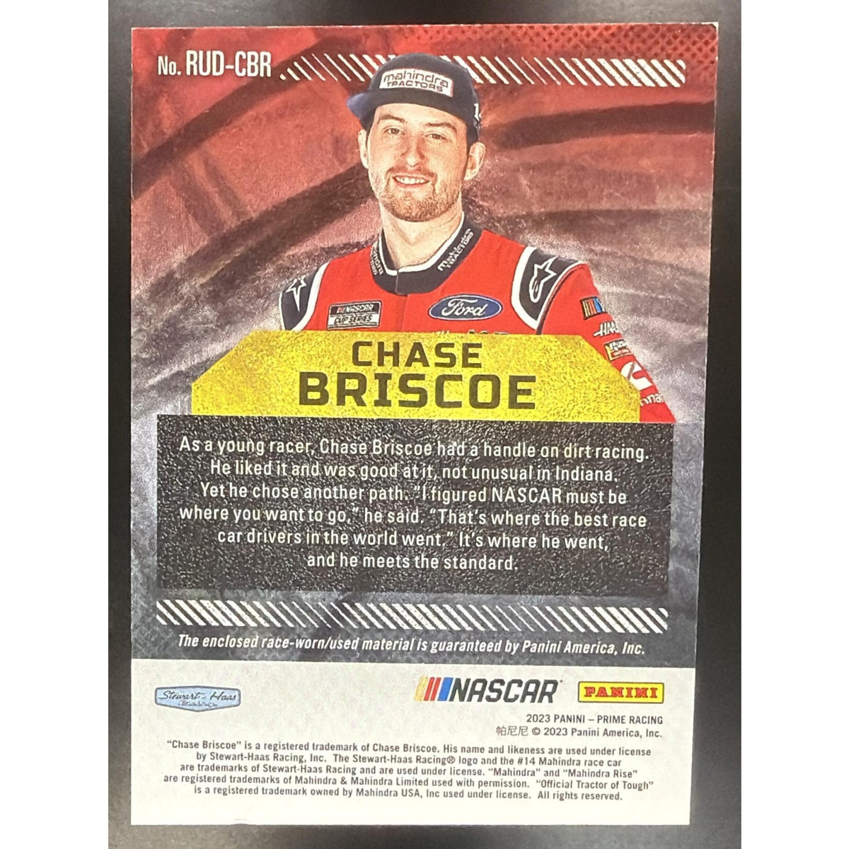 2023 Panini Prime Chase Briscoe #RUD-CBR Race Used Duals Sheet Metal MEM