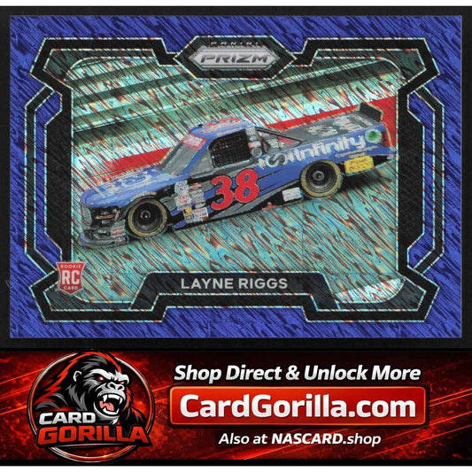 2024 Panini Prizm Rides #32 Layne Riggs Blue Shimmer #03/10 RC
