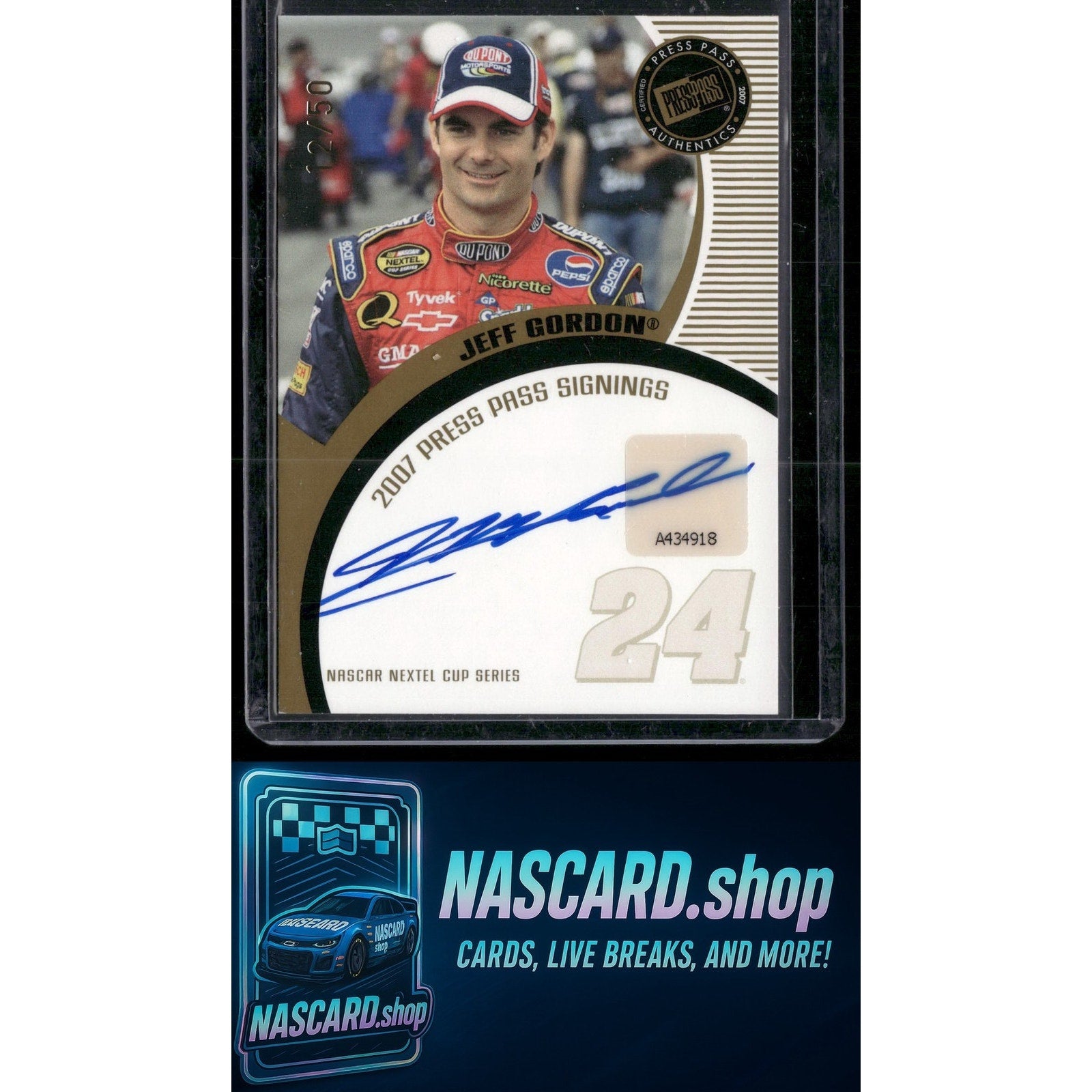 2007 Press Pass Jeff Gordon Signings Gold #/50 - Card Gorilla