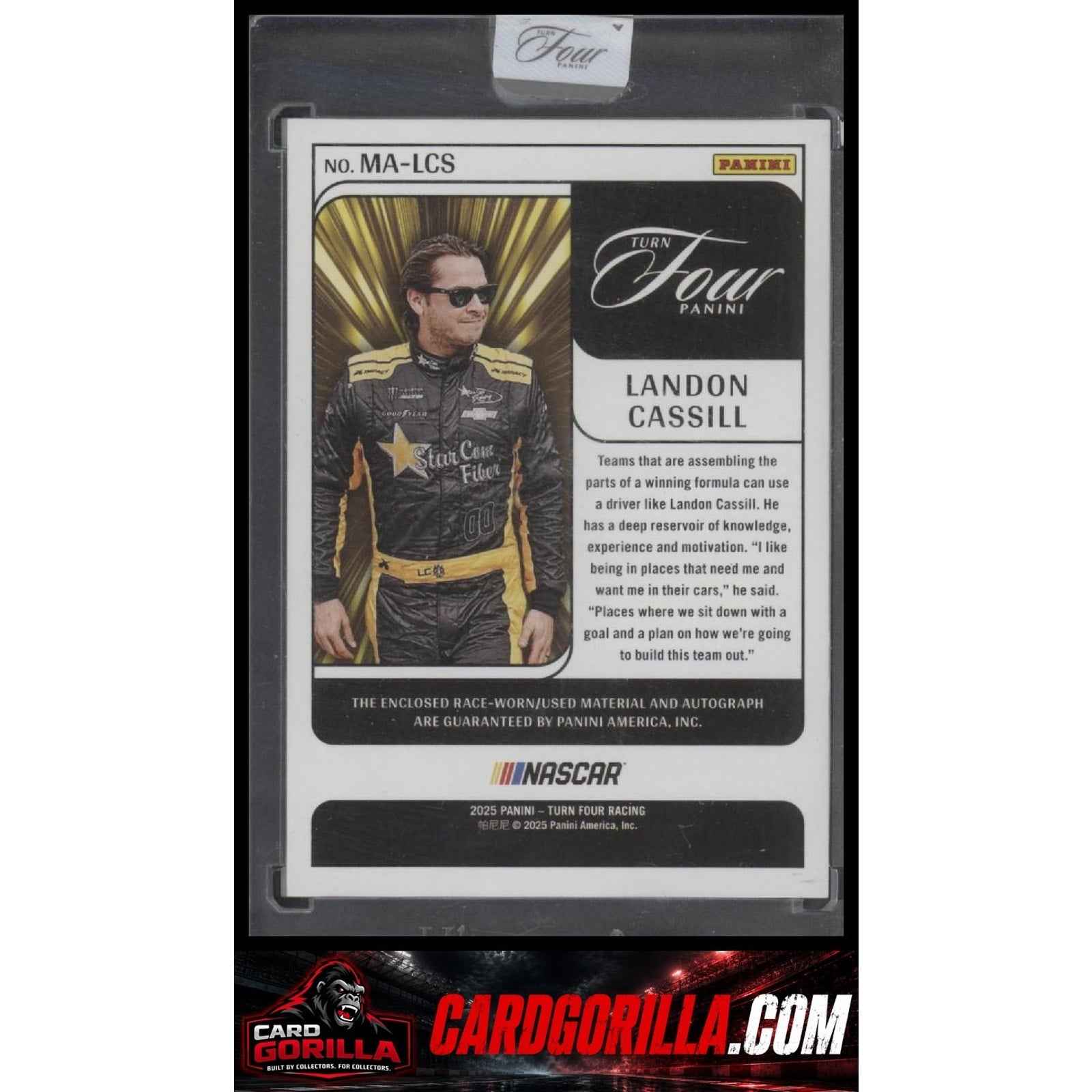 2025 Panini Turn Four #MA-LCS Landon Cassill Memorabilia Autographs Purple #/25