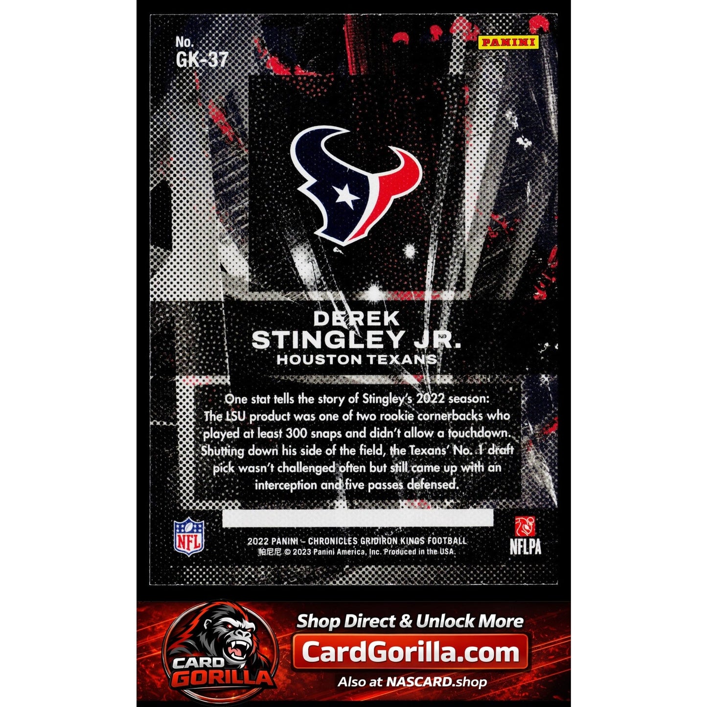 2022 Panini Chronicles #GK-37 Derek Stingley Jr. Gridiron Kings Pink