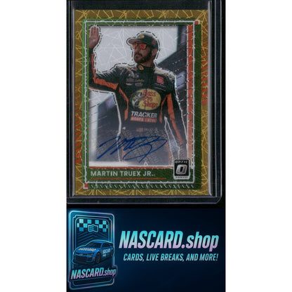 2025 Donruss #61 Martin Truex Jr. Optic Signatures Gold Velocity #/10
