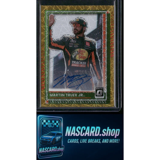 2025 Donruss #61 Martin Truex Jr. Optic Signatures Gold Velocity #/10