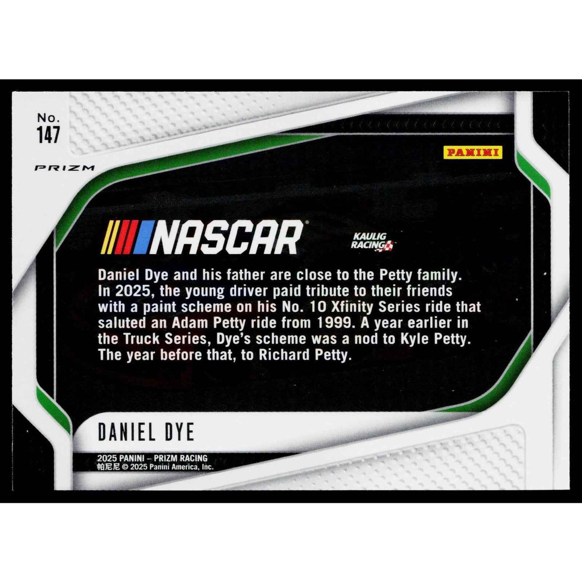2025 Panini Prizm #147 Daniel Dye White Sparkle