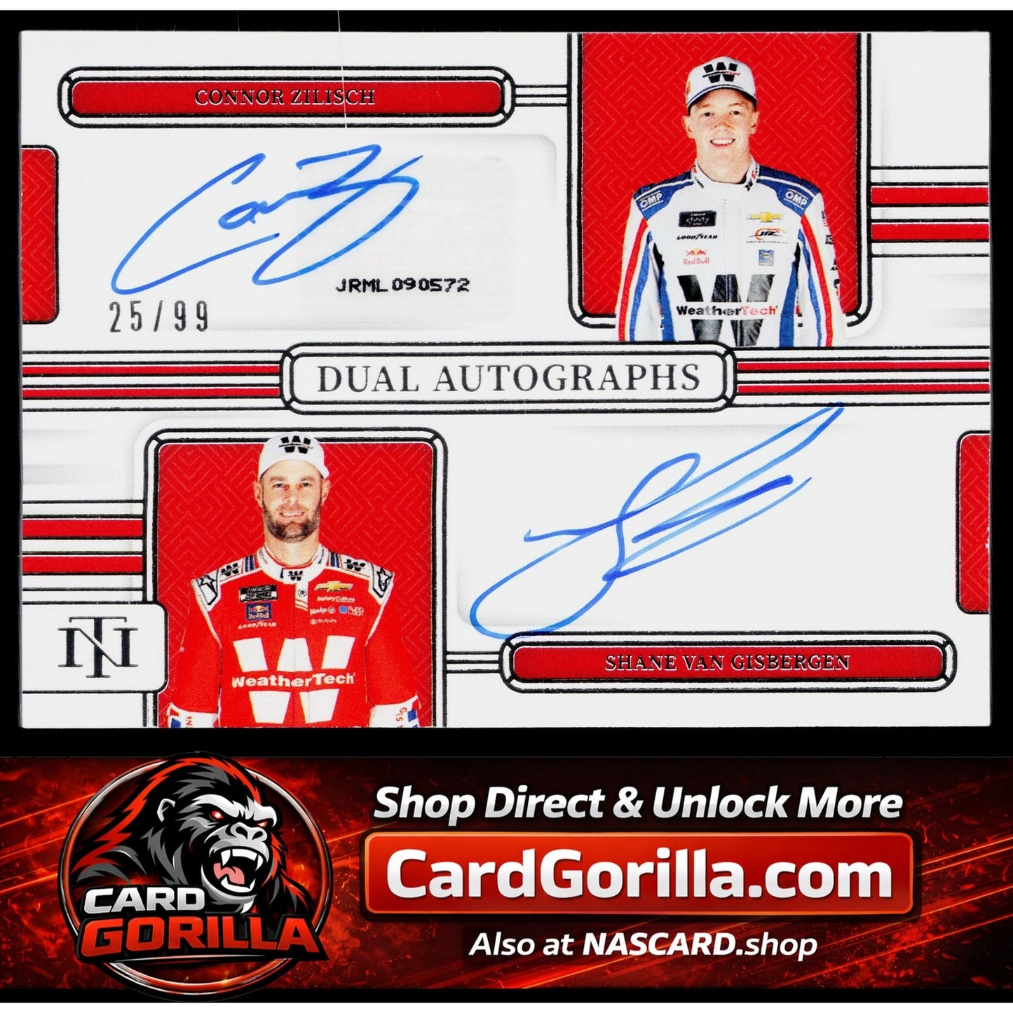 2025 National Treasures Connor Zilisch Shane Van Gisbergen Dual Autographs #/99