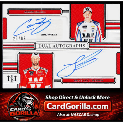 2025 National Treasures Connor Zilisch Shane Van Gisbergen Dual Autographs #/99