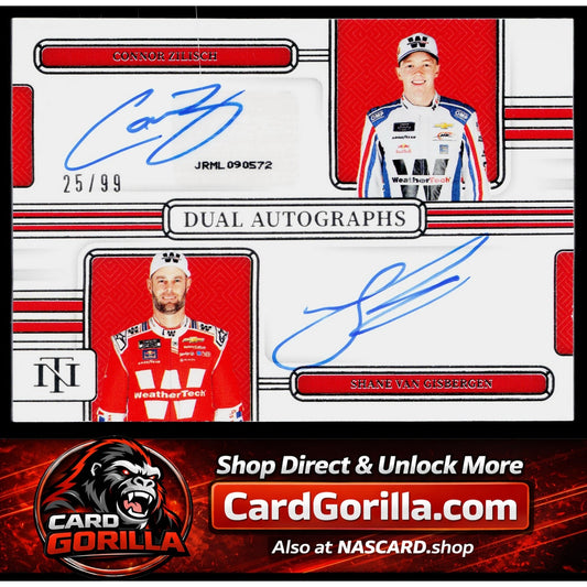 2025 National Treasures Connor Zilisch Shane Van Gisbergen Dual Autographs #/99