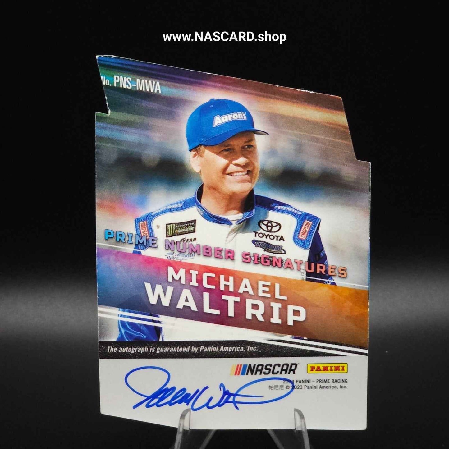 2023 Panini Prime Number Signatures Michael Waltrip /49 Front & Back Signed - NASCARD.shop