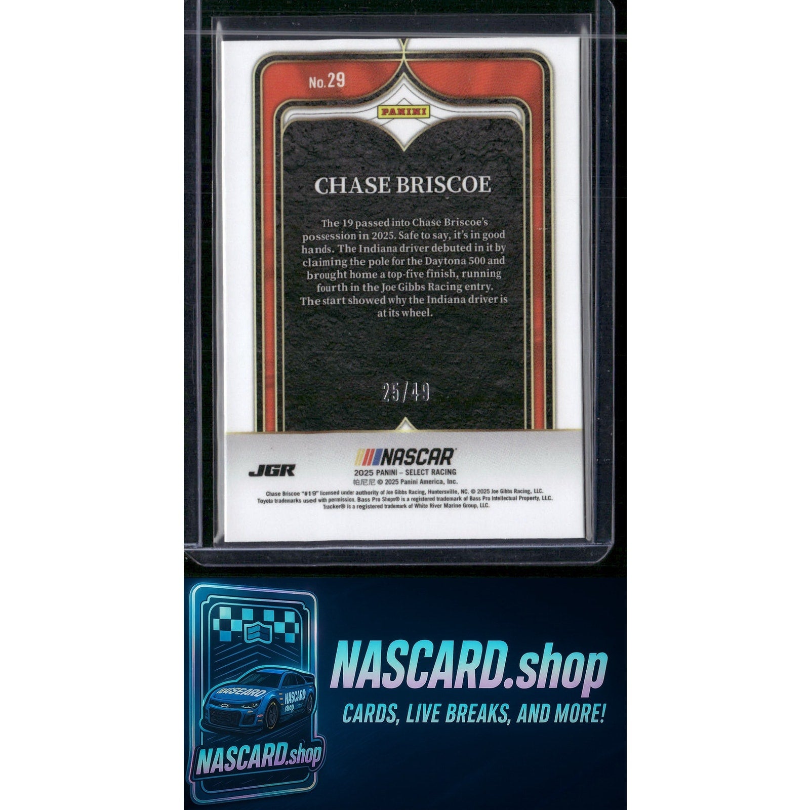 2025 Select Racing #29 Chase Briscoe Numbers Blue Prizms #/49 - NASCARD.shop