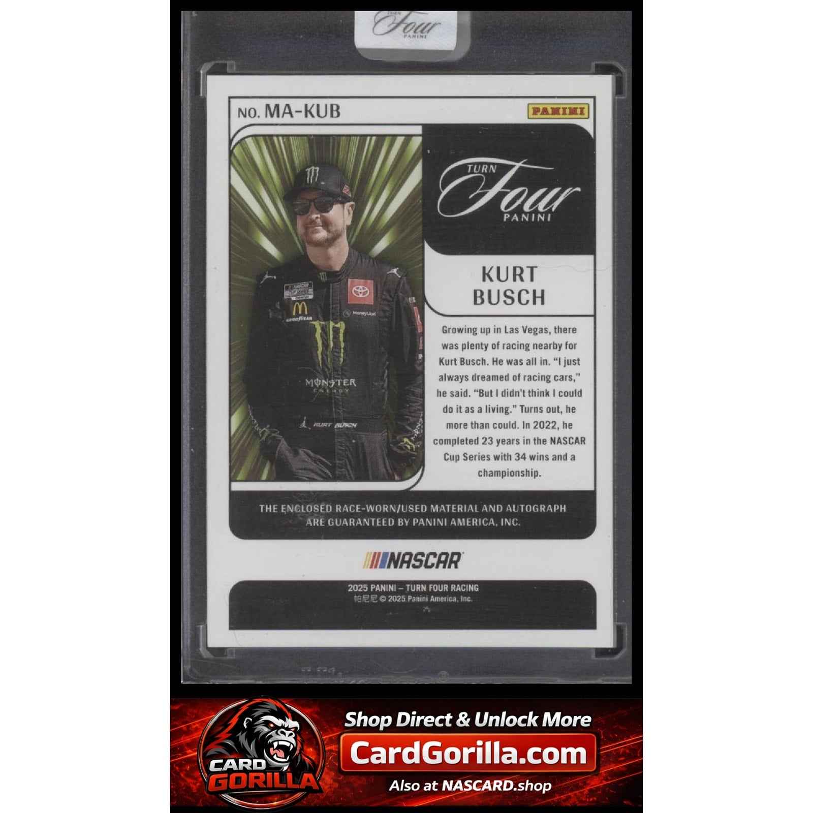 2025 Panini Turn Four #MA-KUB Kurt Busch Memorabilia Autographs Red #/15