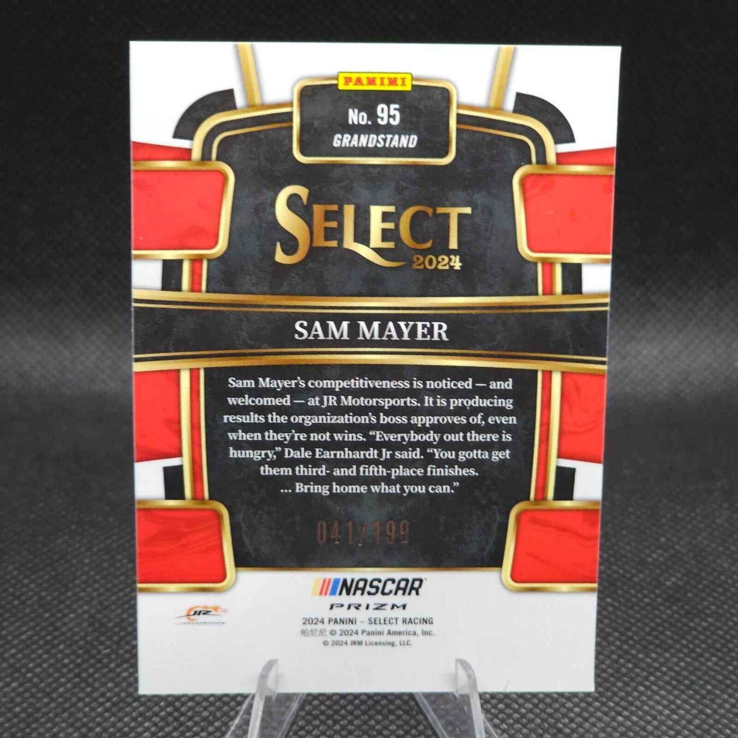 2024 Panini Select Racing Grandstand Light Blue Prizm #95 Sam Mayer 041/199 - NASCARD.shop