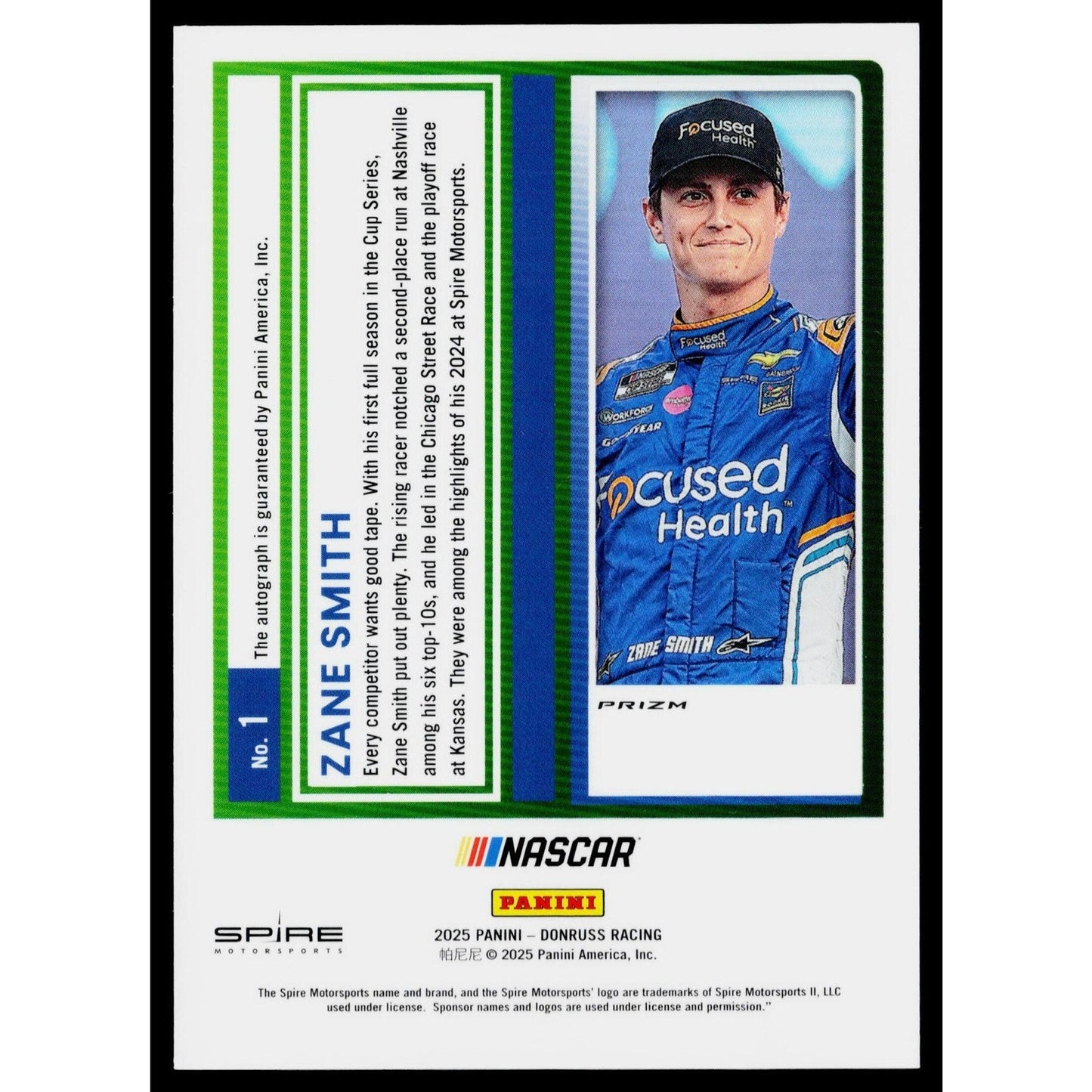 2025 Donruss #1 Zane Smith Optic Signatures Blue Velocity