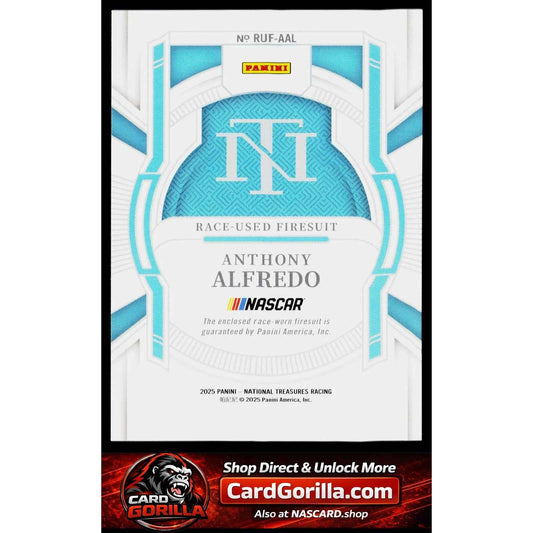 2025 Panini National Treasures Anthony Alfredo Race Used Firesuit Blue #/75