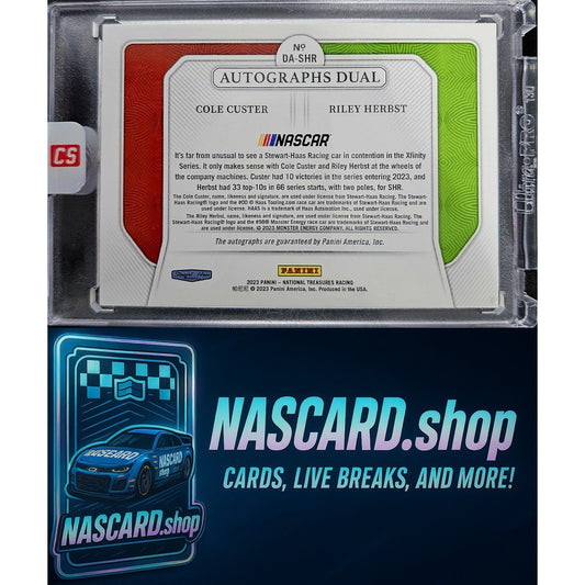 2023 National Treasures Cole Custer Riley Herbst Dual Autographs Holo Gold #/5