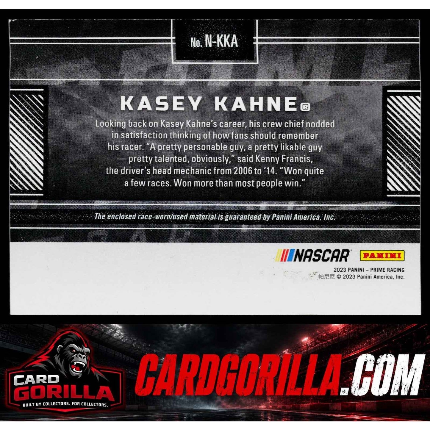 2023 Panini Prime #N-KKA Kasey Kahne Names Sheet Metal #/99