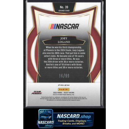2025 Panini Select #39 Joey Logano White Prizms #/99