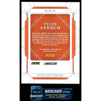 2022 Panini National Treasures #TS-TA Tyler Ankrum Trackside Signatures #/20