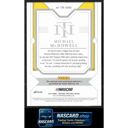 2024 Panini National Treasures #TM-MMD Michael McDowell Timeline Materials #/99