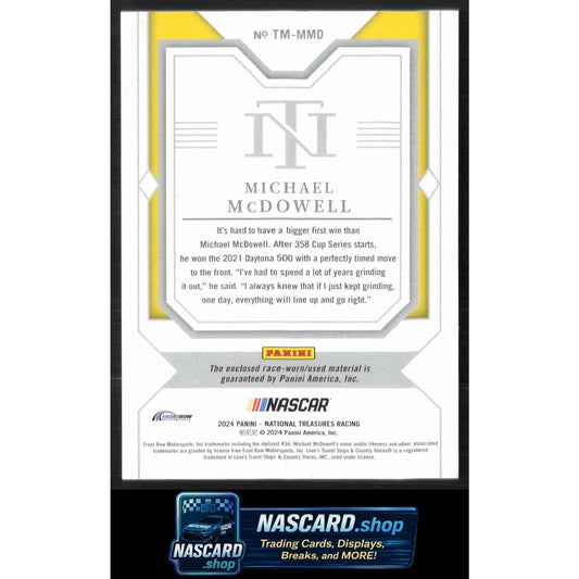 2024 Panini National Treasures #TM-MMD Michael McDowell Timeline Materials #/99