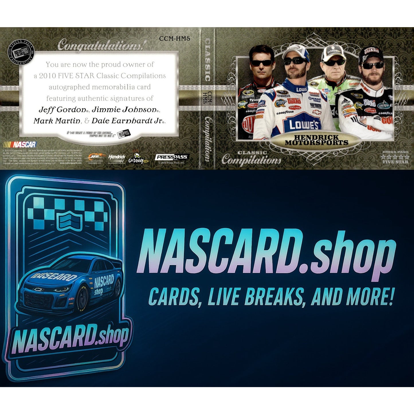 2010 Press Pass 5 Star Quad Auto Patch Gordon Johnson Martin Earnhardt Jr - NASCARD.shop