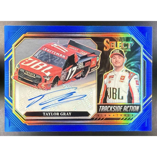 2024 Panini Select Nascar Taylor Gray Trackside Action Signatures Blue Prizm /99