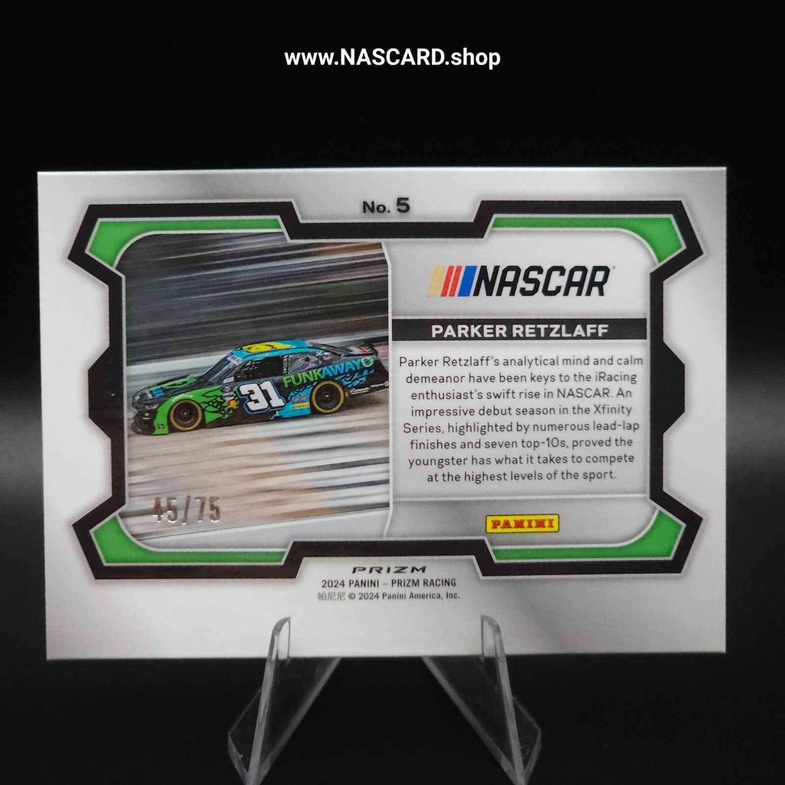 2024 Panini Prizm Racing Rides Checkered Flag Prizm #9 Parker Retzlaff /75 - NASCARD.shop