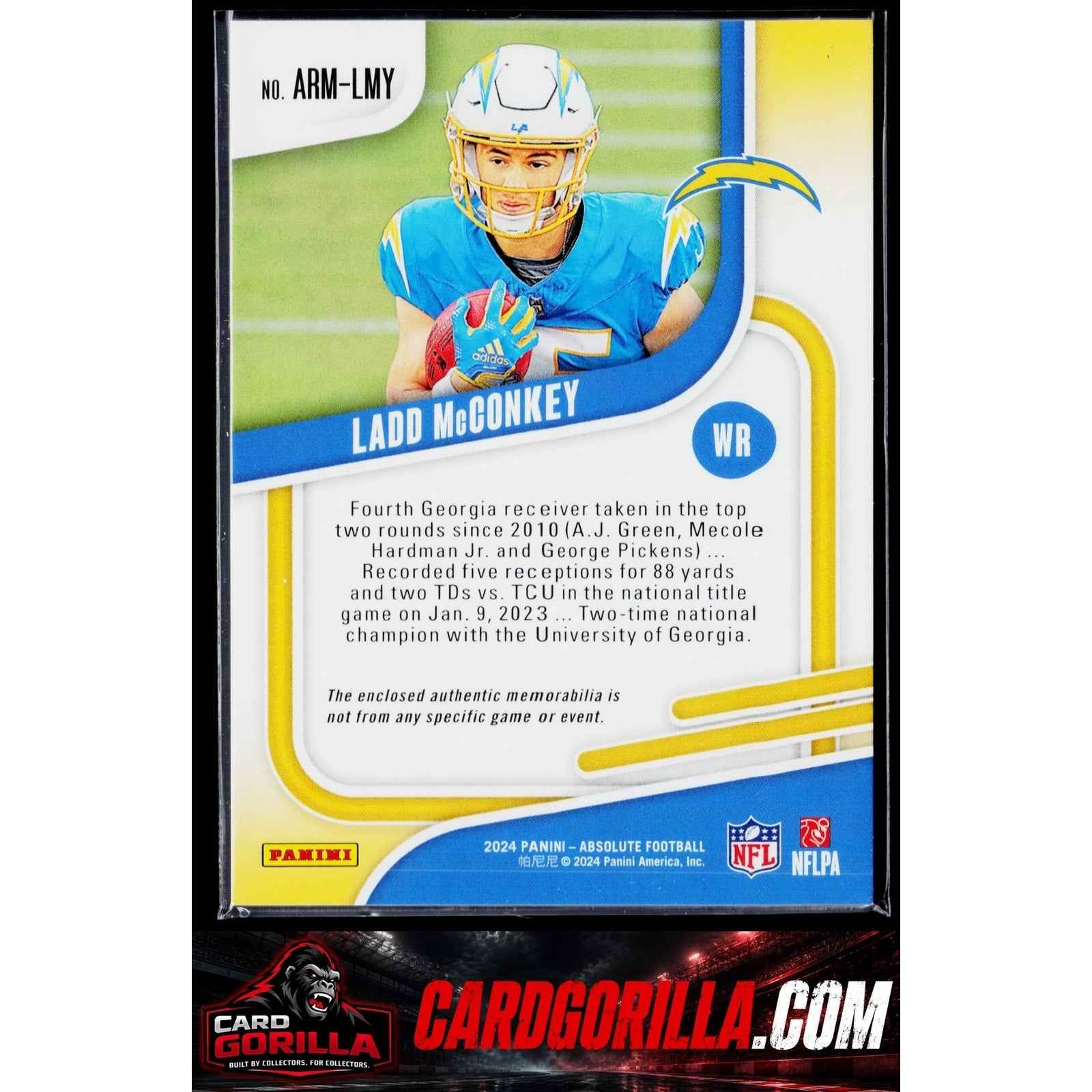 2024 Panini Absolute #ARM-LMY Ladd McConkey Absolute Rookie Materials