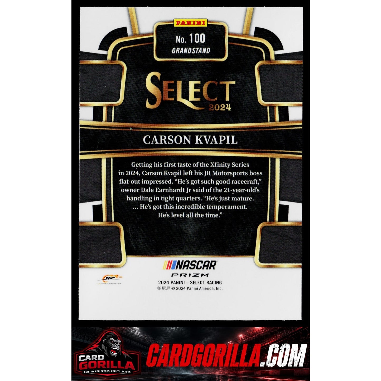 2024 Panini Select #100 Carson Kvapil Orange Flash Prizms RC