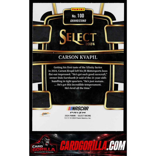 2024 Panini Select #100 Carson Kvapil Orange Flash Prizms RC