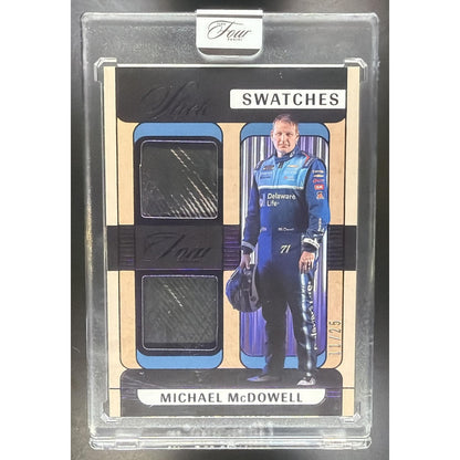 2026 Panini Turn Four Racing Michael McDowell #SL-MMD Slick Swatches Purple /25
