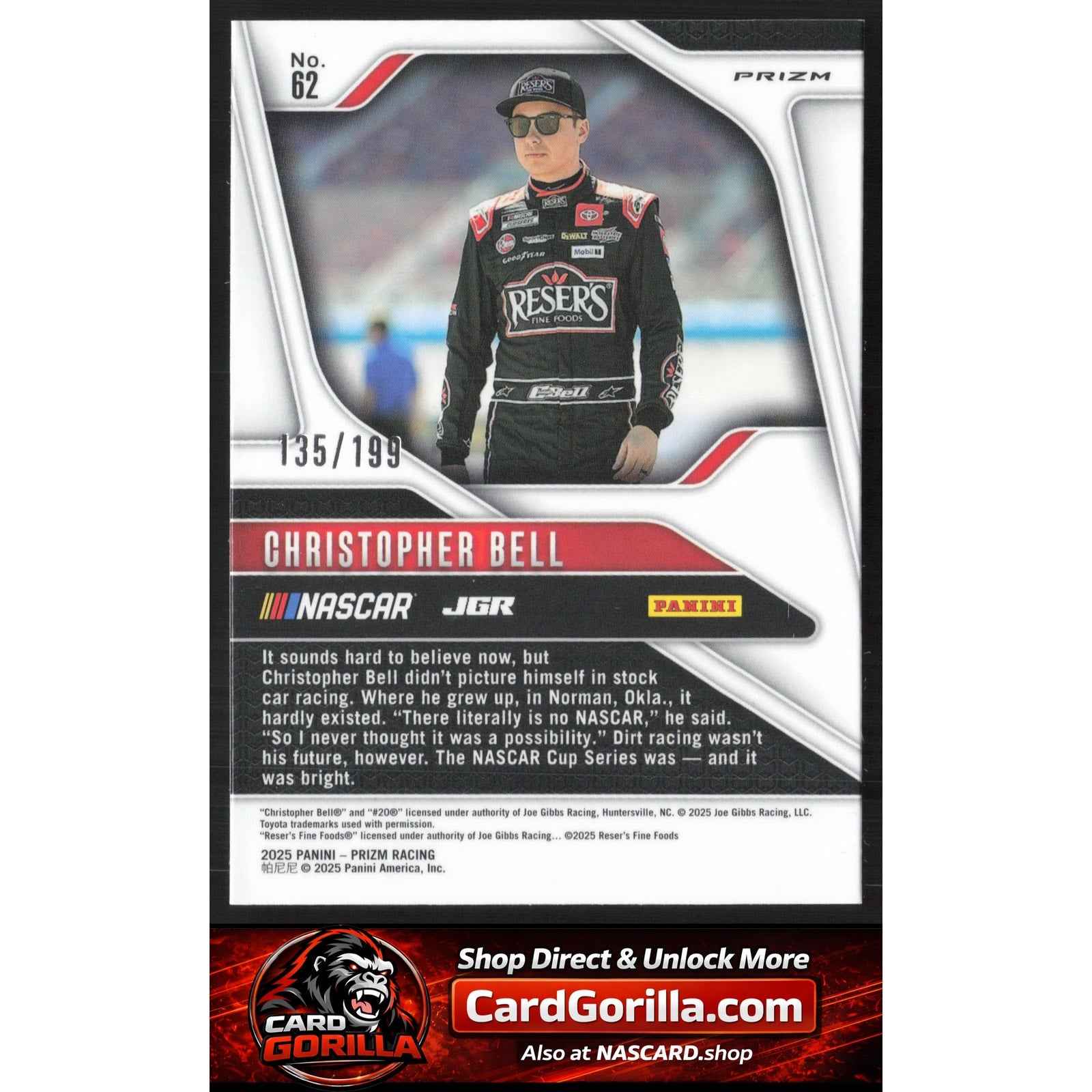 2025 Panini Prizm #62 Christopher Bell Red Pulsar #/199