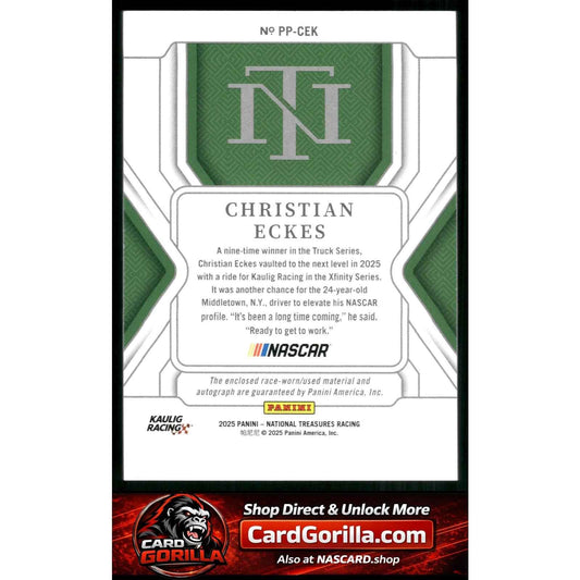 2025 Panini National Treasures #PP-CEK Christian Eckes Premium Patches #/20