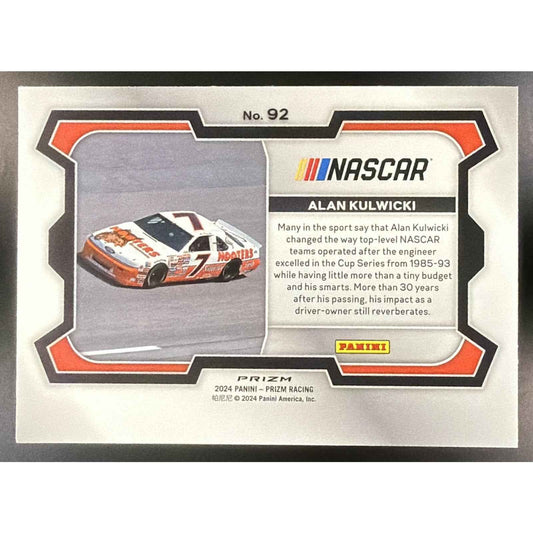 2024 Panini Prizm Alan Kulwicki #92 Rides White Sparkle Prizms