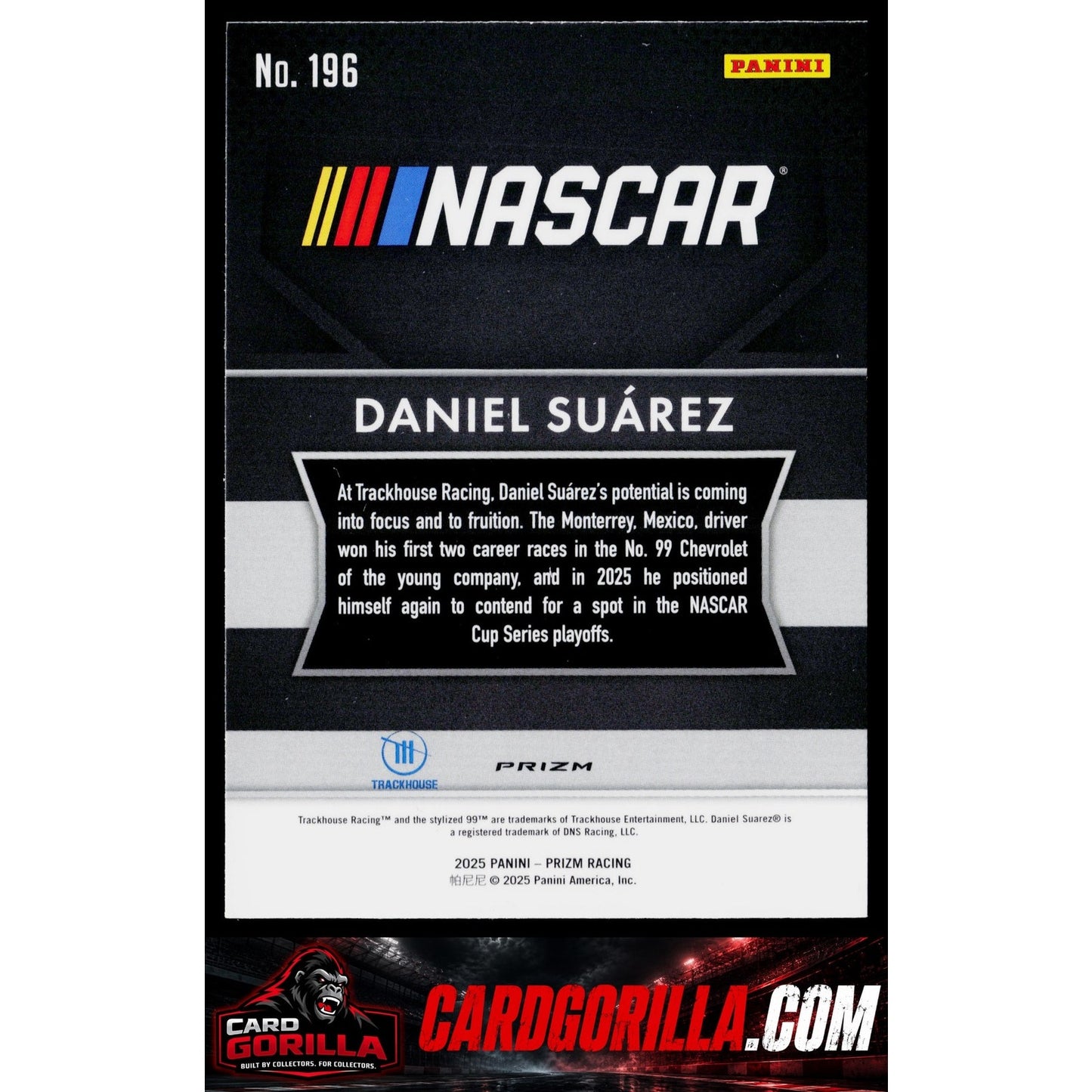 2025 Panini Prizm #196 Daniel Suarez White Sparkle