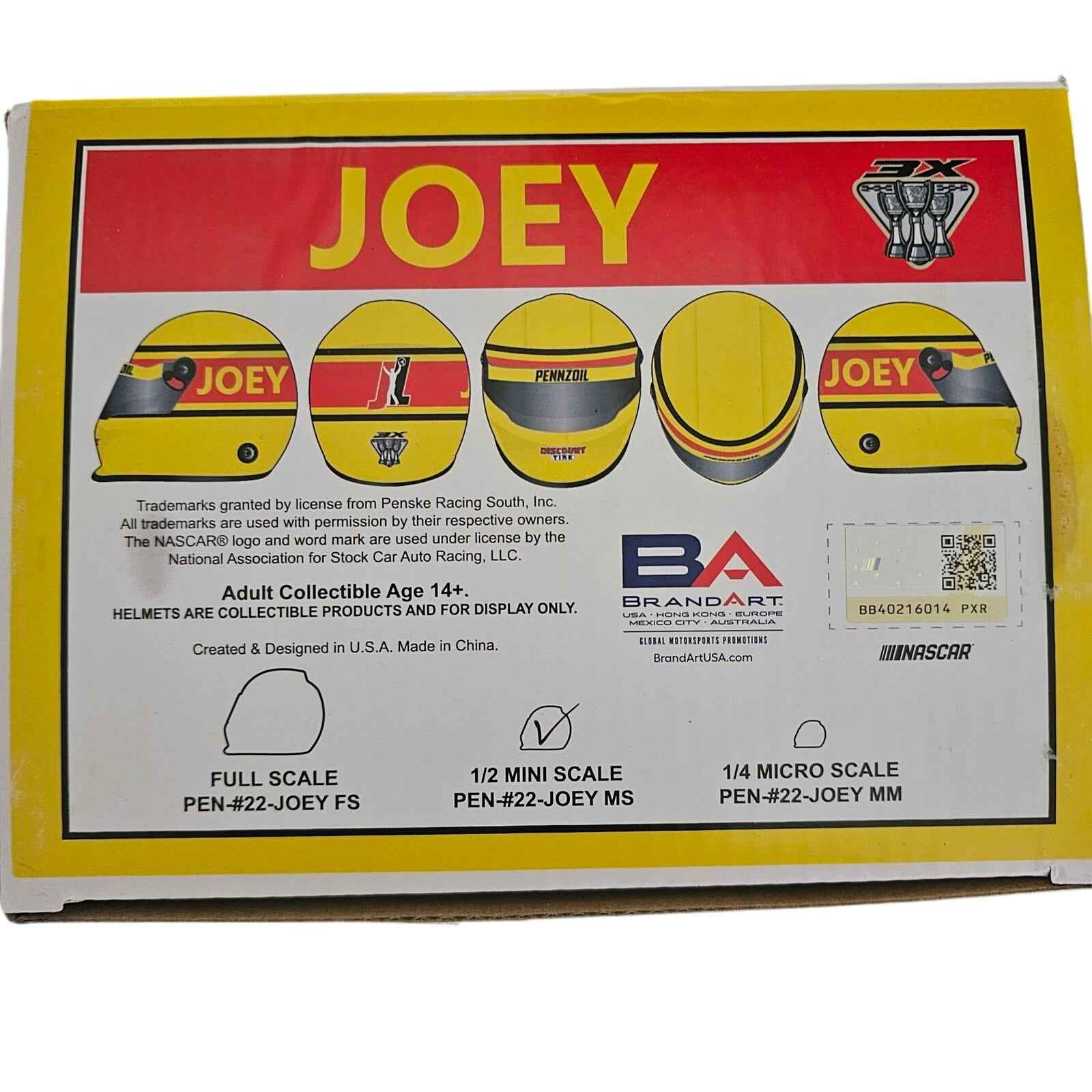 Joey Logano Autographed 1:2 Scale Mini Helmet with COA