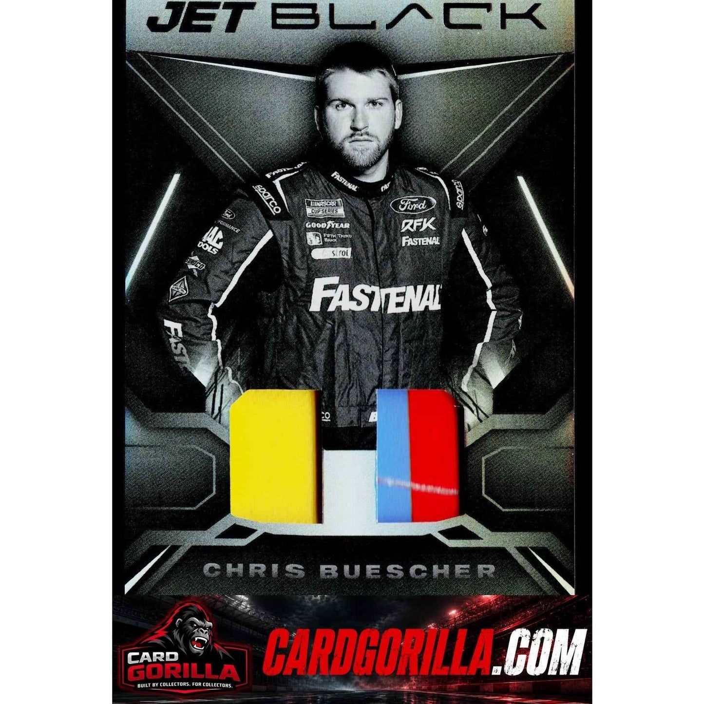 2022 Panini Chronicles #JBM-CB Chris Buescher Jet Black Materials