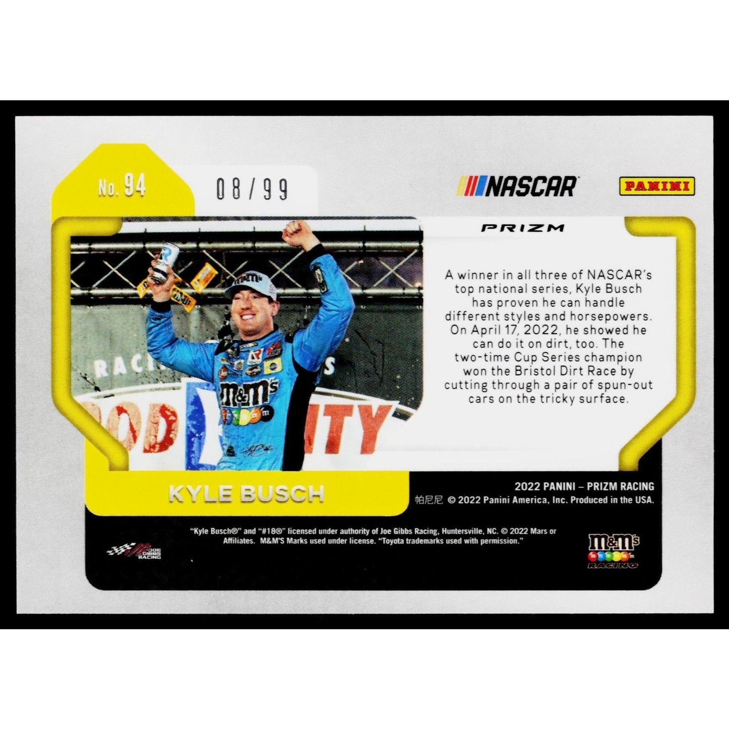 2022 Panini Prizm #94 Kyle Busch Carolina Blue Scope #08/99
