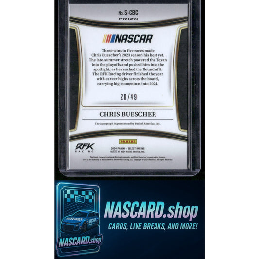2024 Panini Select #S-CBC Chris Buescher Signatures Blue Prizms #/49
