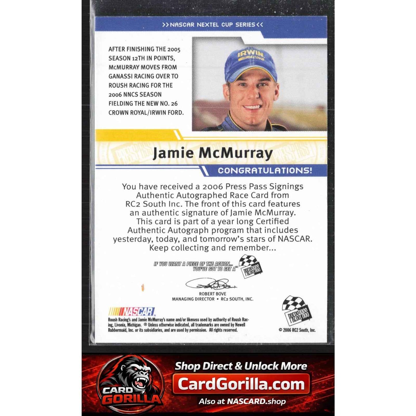 2006 Press Pass #NNO Jamie McMurray Signings Silver #/100