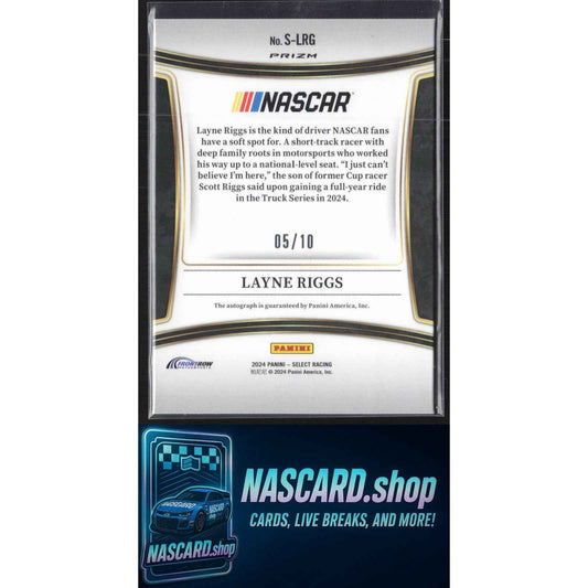 2024 Panini Select #S-LRG Layne Riggs Signatures Gold Prizms #/10