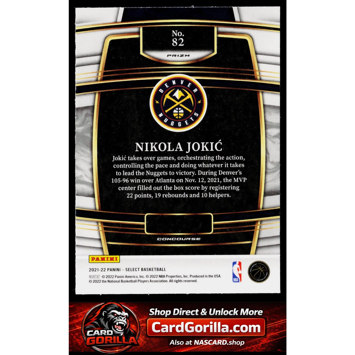 2021-22 Panini Select #82 Nikola Jokic Blue Shimmer Prizms