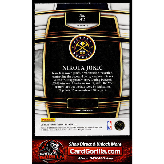 2021-22 Panini Select #82 Nikola Jokic Blue Shimmer Prizms