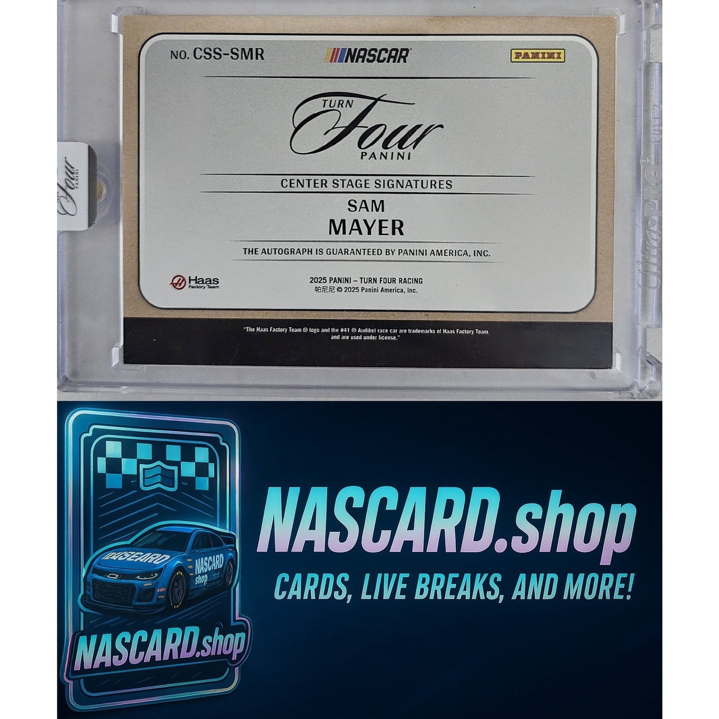 2025 Panini Turn Four #CSS-SMR Sam Mayer Center Stage Signatures Red #/15