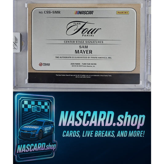 2025 Panini Turn Four #CSS-SMR Sam Mayer Center Stage Signatures Red #/15